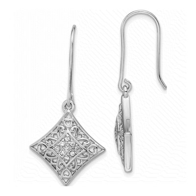 Sterling Silver CZ Dangle Earrings