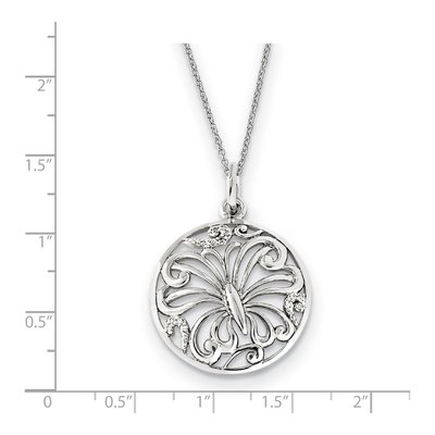 Sterling Silver CZ Butterfly Necklace – view 2