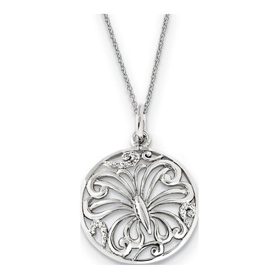 Sterling Silver CZ Butterfly Necklace