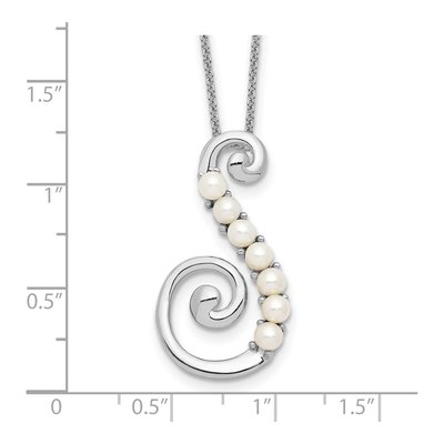 Sterling Silver Freshwater Cultured Pearl Reaching Out Pendant Necklace – view 3