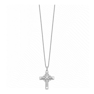 Sterling Silver CZ Cross Pendant Necklace – view 2