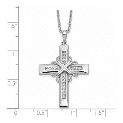 Sterling Silver CZ Cross Pendant Necklace – view 3