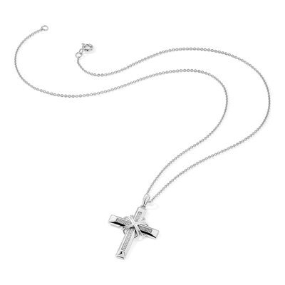 Sterling Silver CZ Cross Pendant Necklace – view 7