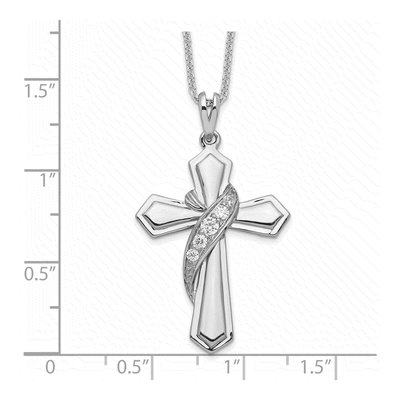Sterling Silver CZ Cross Pendant Necklace – view 3