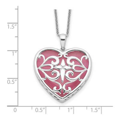 Sterling Silver Cat's Eye Heart Necklace – view 3