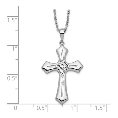 Sterling Silver Abide Him Cross Pendant Necklace – view 3