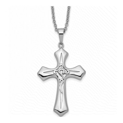 Sterling Silver Abide Him Cross Pendant Necklace