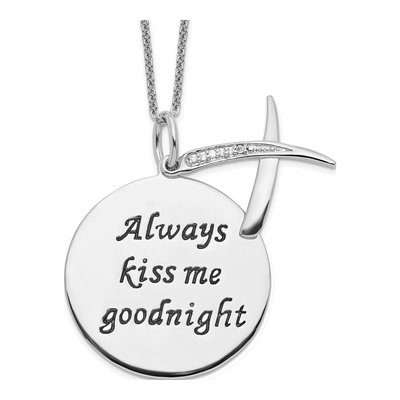 Sterling Silver CZ Kiss Me Goodnight Necklace