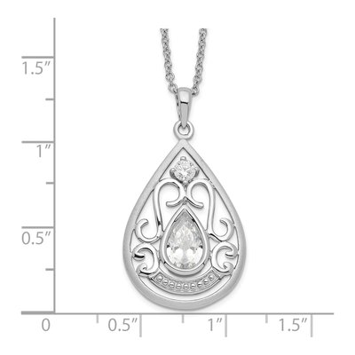 Sterling Silver CZ Loving Memory Pendant Necklace – view 3
