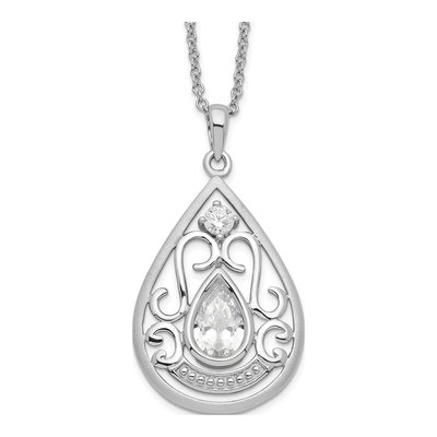 Sterling Silver CZ Loving Memory Pendant Necklace