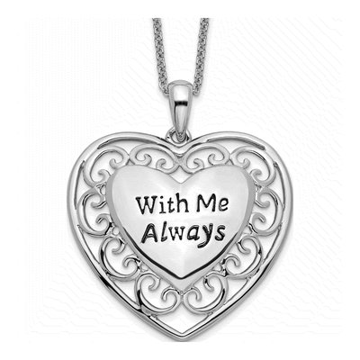 Sterling Silver Antiqued Heart Necklace