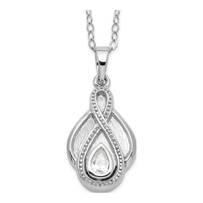Sterling Silver CZ Tear Ash Holder Pendant Necklace
