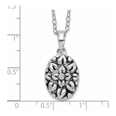 Sterling Silver CZ Flower Ash Holder Pendant Necklace – view 4