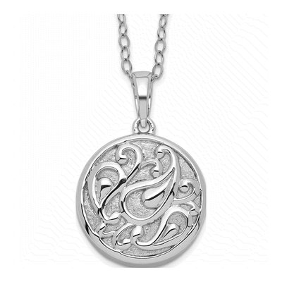 Sterling Silver Tear-In-Circle Ash Holder Pendant Necklace