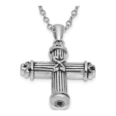 Sterling Silver Cross Ash Holder Pendant Necklace – view 8