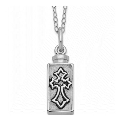 Sterling Silver Cross Ash Holder Pendant Necklace