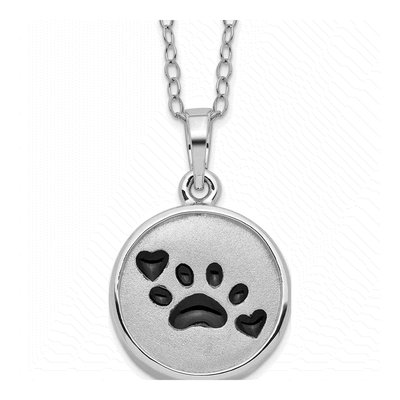 Sterling Silver Paw Print Ash Holder Pendant Necklace