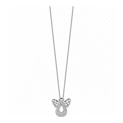 Sterling Silver CZ Angel Pendant Necklace – view 2