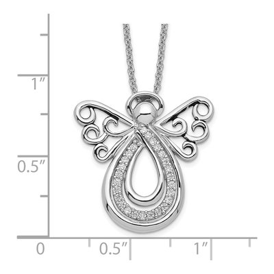 Sterling Silver CZ Angel Pendant Necklace – view 3