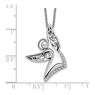 Sterling Silver CZ Angel of Joy Pendant Necklace – view 3