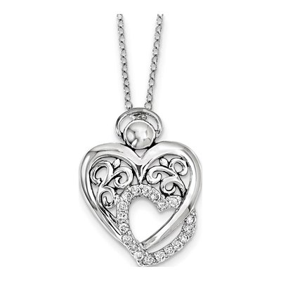 Sterling Silver CZ Angel of Marriage Pendant Necklace