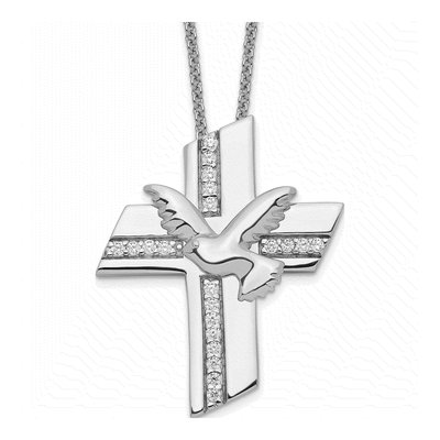 Sterling Silver CZ Confirmation Pendant Necklace
