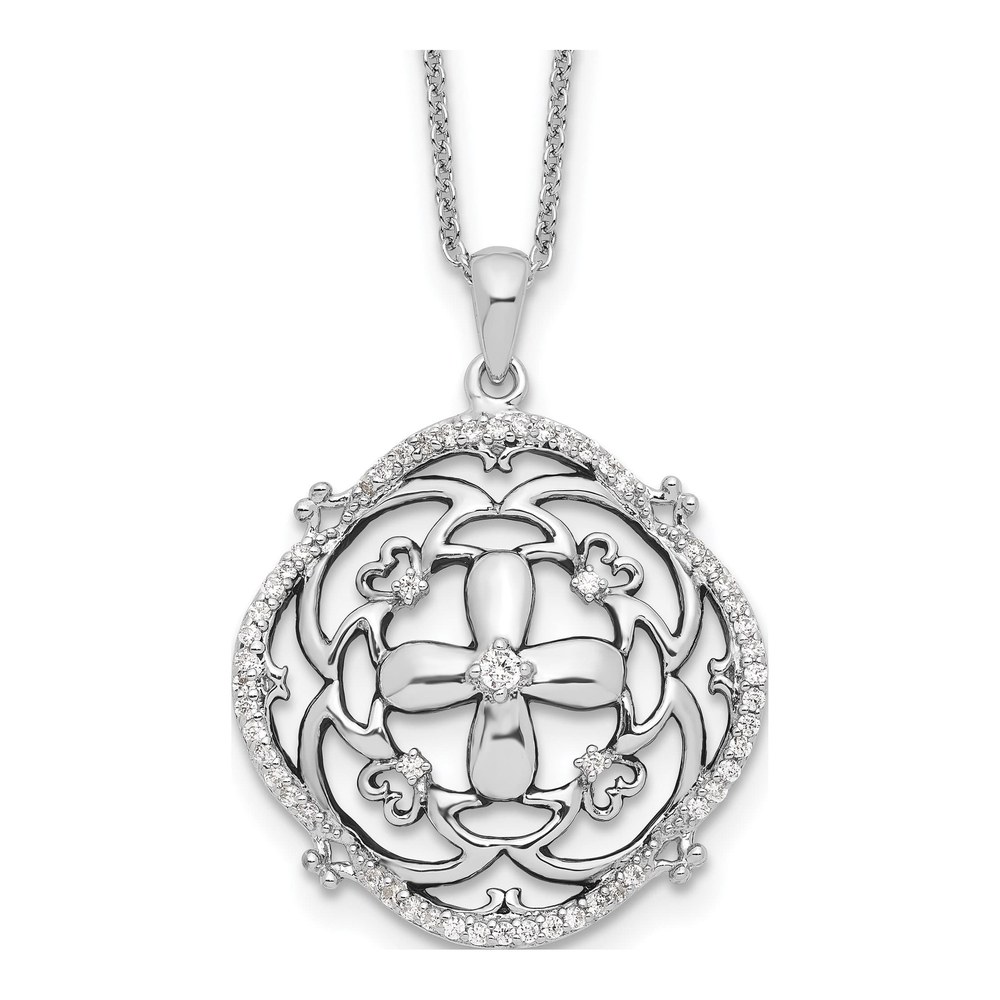 Sterling Silver CZ 'a Time for Miracles' Pendant Necklace