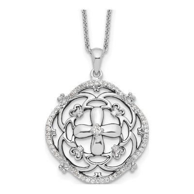 Sterling Silver CZ 'a Time for Miracles' Pendant Necklace