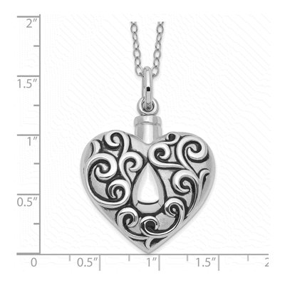 Sterling Silver Grieving Heart Ash Holder Pendant Necklace – view 6