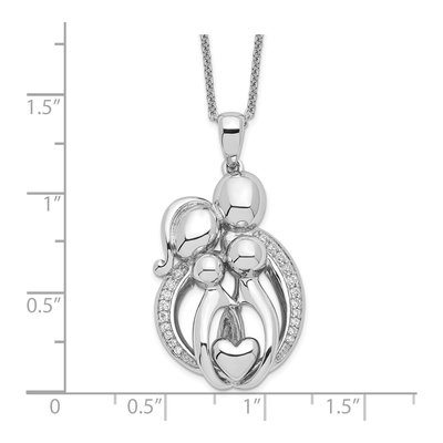 Sterling Silver CZ Family of Pendant Necklace – view 5
