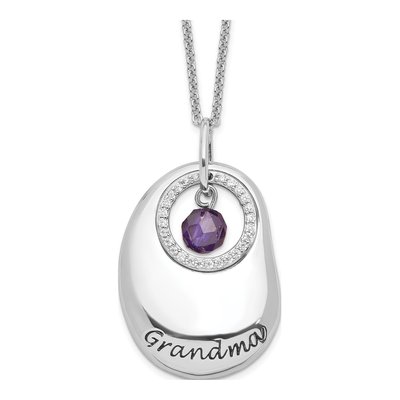 Sterling Silver CZ 'for You Grandma' Pendant Necklace