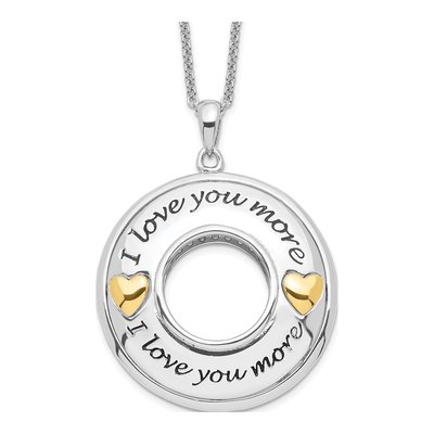 Gold-Plated Sterling Silver CZ I Love You More Pendant Necklace