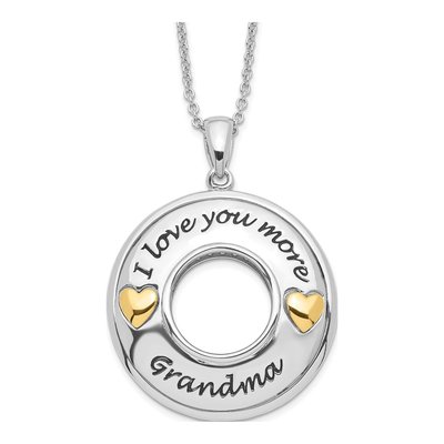 Gold-Plated Sterling Silver CZ 'i Love You More Grandma' Pendant Necklace