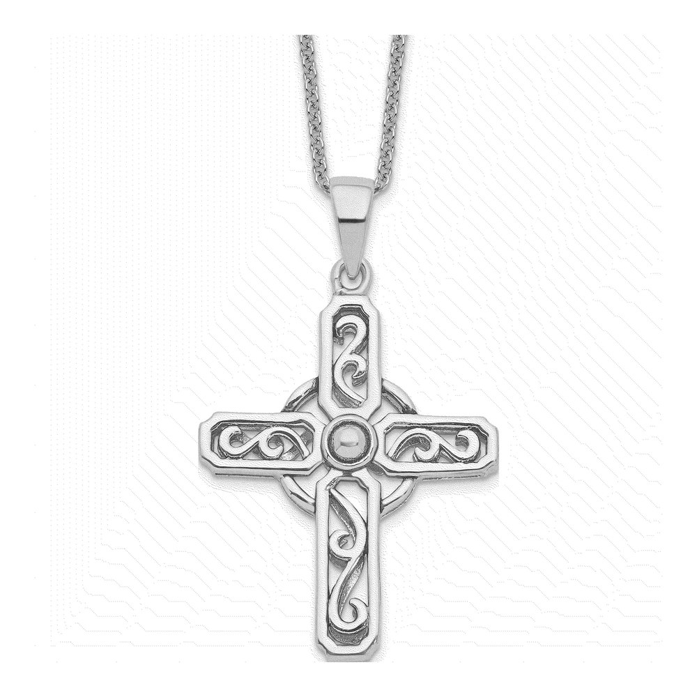 Sterling Silver Prayer Cross Pendant Necklace
