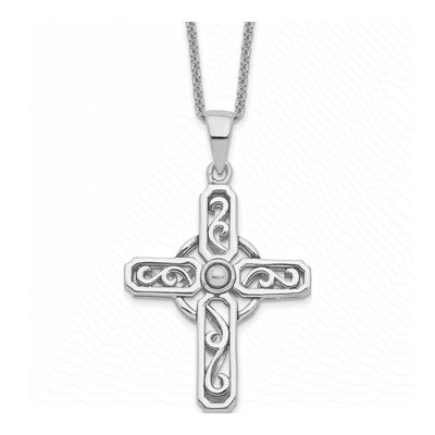 Sterling Silver Prayer Cross Pendant Necklace