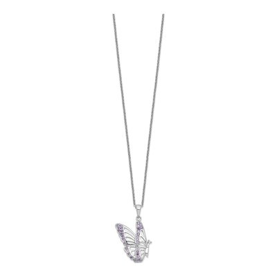 Sterling Silver CZ Butterfly Pendant Necklace – view 2