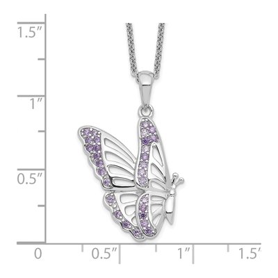 Sterling Silver CZ Butterfly Pendant Necklace – view 3