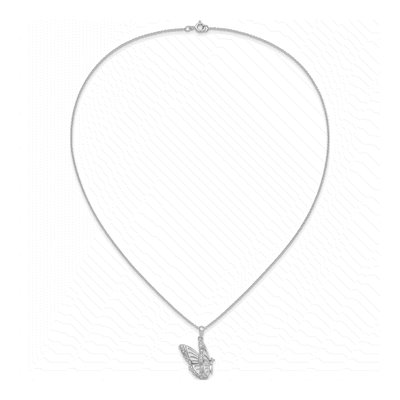 Sterling Silver CZ Butterfly Pendant Necklace – view 6