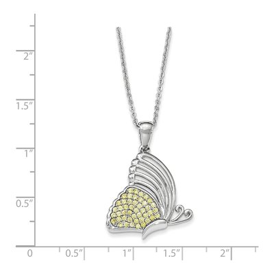 Sterling Silver CZ Butterfly Pendant Necklace – view 2