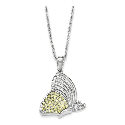 Sterling Silver CZ Butterfly Pendant Necklace