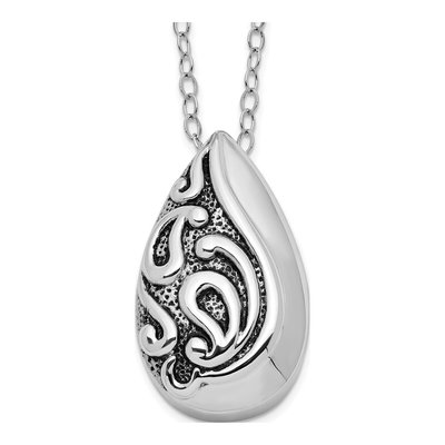 Sterling Silver Teardrop Ash Holder Pendant Necklace