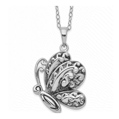 Sterling Silver Butterfly Ash Holder Pendant Necklace