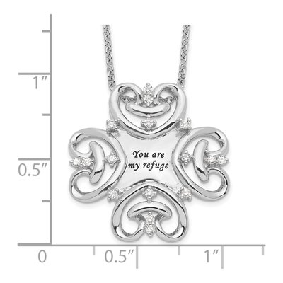 Sterling Silver CZ You Are My Refuge Necklace – view 4