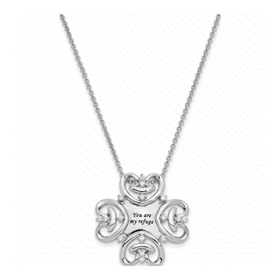 Sterling Silver CZ You Are My Refuge Necklace