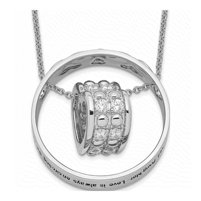 Sterling Silver CZ Mother Daughter Necklace