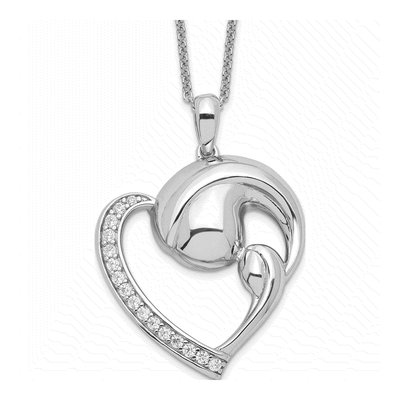 Sterling Silver CZ Motherhood Pendant Necklace