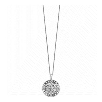Sterling Silver CZ Locket Pendant Necklace – view 2