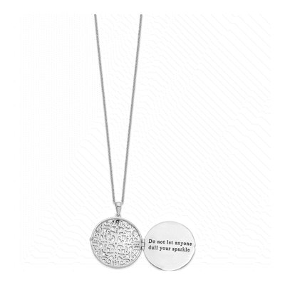 Sterling Silver CZ Locket Pendant Necklace – view 3