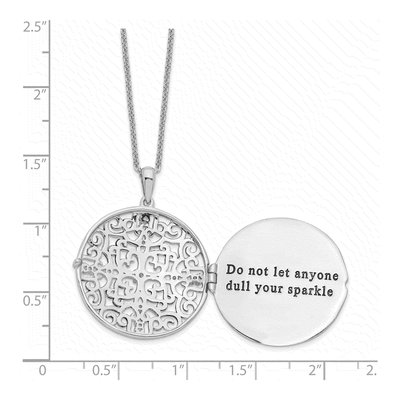 Sterling Silver CZ Locket Pendant Necklace – view 5