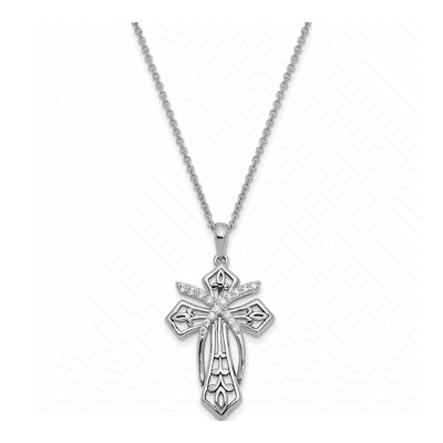 Sterling Silver CZ Salvation Cross Necklace